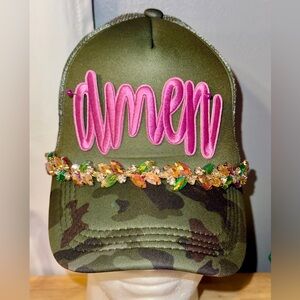 OTTO CAMO HOT PINK AMEN TRUCKER HATA
